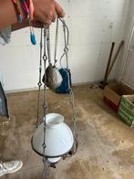 Antieke Hanglamp met Glazen Kap, Ophalen of Verzenden