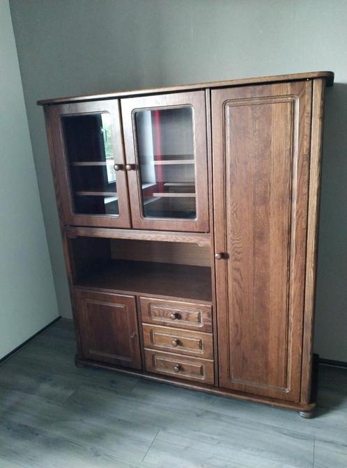 Wandmeubel (donker eiken), Huis en Inrichting, Kasten | Buffetkasten, Gebruikt, 150 tot 200 cm, 100 tot 150 cm, 25 tot 50 cm, Ophalen