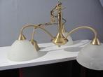 Messing hanglamp met 3 glazen kelken, Ophalen of Verzenden, Zo goed als nieuw, Glas, Minder dan 50 cm