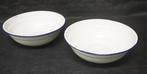 2 Emaille bakken - Wit met blauwe rand, Antiek en Kunst, Antiek | Emaille, Ophalen of Verzenden