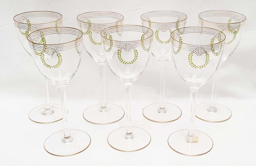Set van zeven wijnglazen - Jugendstil - Theresienthal., Antiek en Kunst, Ophalen of Verzenden