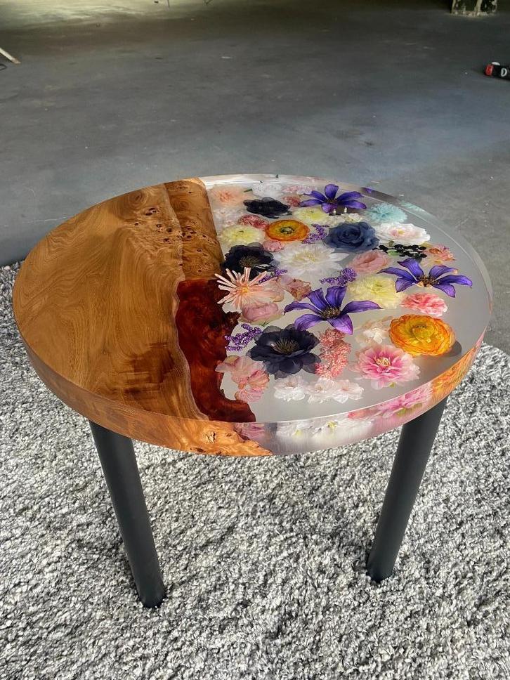 epoxy bijzzettafel, Huis en Inrichting, Tafels | Salontafels, Zo goed als nieuw, Minder dan 50 cm, 50 tot 100 cm, Rechthoekig