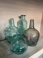 Set van 4 blauwe/paarse/mintgroene glazen vazen, Huis en Inrichting, Woonaccessoires | Vazen, Ophalen of Verzenden, Minder dan 50 cm