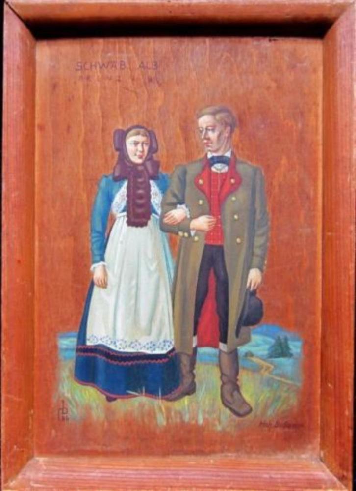 ==echtpaar in klederdracht==DUITS==, Antiek en Kunst, Kunst | Schilderijen | Klassiek, Ophalen of Verzenden