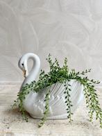Vintage zwanen plantenpot bloempot wit met goud, Tuin en Terras, Bloempotten, -, -, Rond, Ophalen of Verzenden