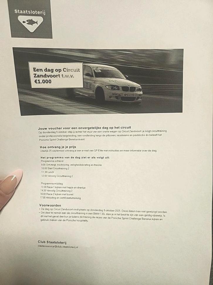 Een dag op circuit Zandvoort 9 oktober twv €1000, Tickets en Kaartjes, Overige Tickets en Kaartjes
