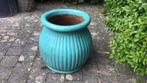 Grote turquoise vaas - terracotta, Zo goed als nieuw, Ophalen