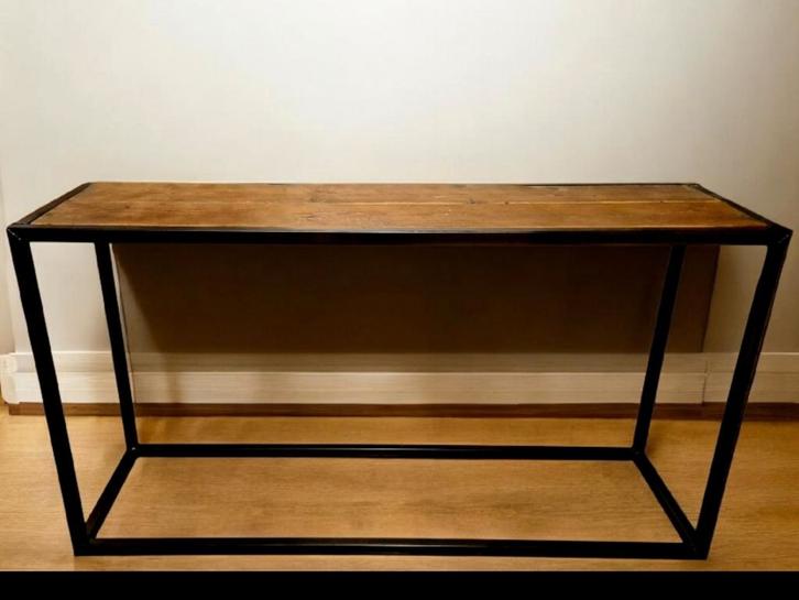 Stevige sidetable steigerhout/metaal - 150cm, Antiek en Kunst, Antiek | Meubels | Tafels, Ophalen