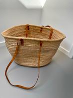 Rieten tas met leren schouderhengsels., Ophalen, Gebruikt, Bruin, Overige typen