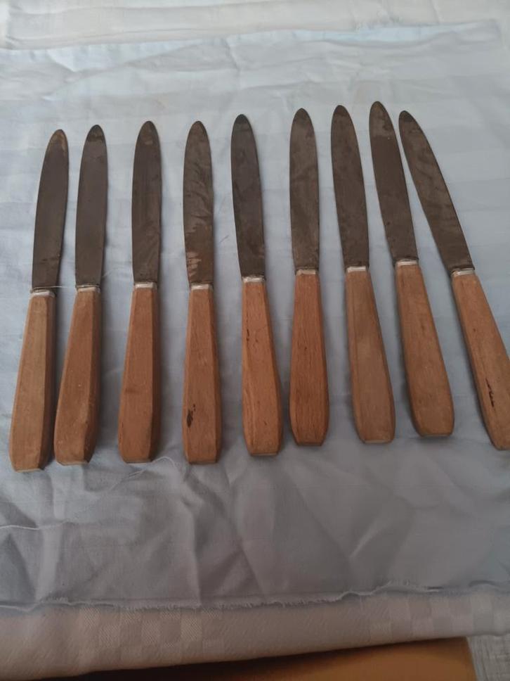 Vintage botermesjes set van 9, Antiek en Kunst, Antiek | Bestek, Ophalen of Verzenden