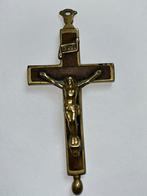 XIXe. antiek reliekenkruis crucifix kruis reliekhouder brons, Ophalen of Verzenden