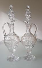 Twee antieke/vintage kristallen karaffen met dop., Ophalen of Verzenden