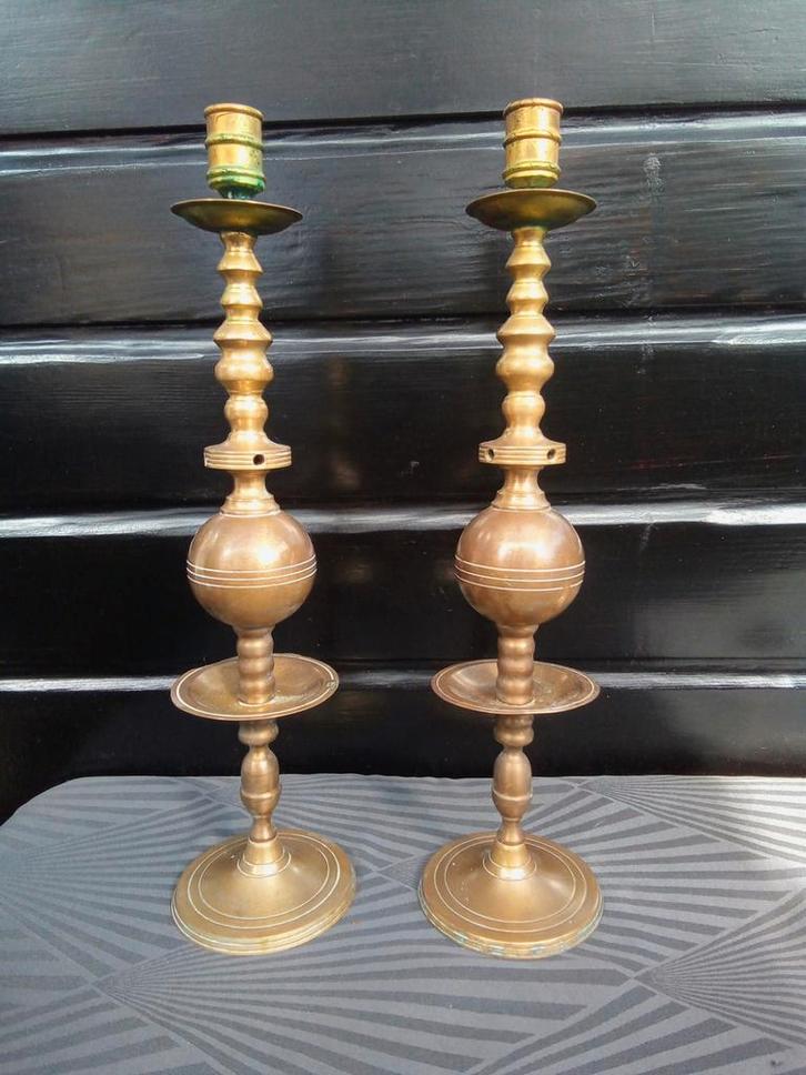 Koperen kandelaars., Antiek en Kunst, Antiek | Kandelaars, Koper of Brons, Ophalen of Verzenden