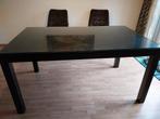 Dining table with glass top, Huis en Inrichting, 100 tot 150 cm, Teakhout, Zo goed als nieuw, Vijf personen of meer