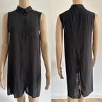 Dames lange jurk tuniek bloes blouse zwart top split S knoop, Ophalen of Verzenden, Zo goed als nieuw, Maat 36 (S), Zwart