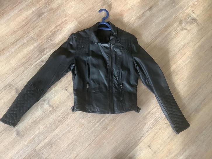 Nep leren jas, bikersjas, zwart, maat L, Page one, Kleding | Dames, Jassen | Winter, Zo goed als nieuw, Zwart, Ophalen of Verzenden