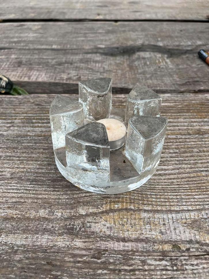 Theelichtje glas jaren 70-80 midcentury vintage retro €13,50, Huis en Inrichting, Woonaccessoires | Kandelaars en Kaarsen, Gebruikt