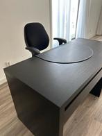 Zo goed als nieuwe donkerbruine/zwart bureau met bureaustoel, Ophalen, Zo goed als nieuw, Bureau