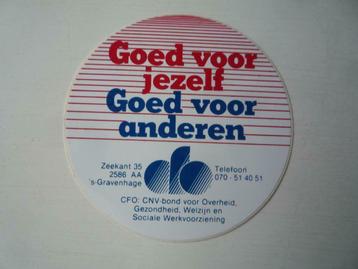 Ronde Sticker CFO Goed voor jezelf anderen CNV-bond Overheid beschikbaar voor biedingen
