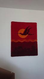 Handgemaakt wollen wandkleed - Vogel bij zonsondergang, Huis en Inrichting, Ophalen, Zo goed als nieuw