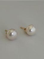 Parel Oorbellen Witte Akoya Parels, 9mm, 14K Goud, Wit, Nieuw, Ophalen of Verzenden, Knopjes of Stekers