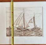 Ets zeilschepen Markusse 1995 met lijst 50x42 cm, Antiek en Kunst, Kunst | Schilderijen | Klassiek, Ophalen of Verzenden