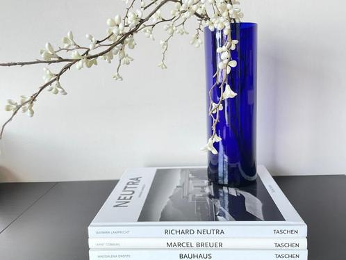 VTG Postmoderne Glazen Cilinder Vaas Indigo Kobaltblauw, Huis en Inrichting, Woonaccessoires | Vazen, Gebruikt, Blauw, Minder dan 50 cm
