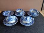 4 blauwe kopjes met 5 schoteltjes, Antiek en Kunst, Antiek | Servies los, Ophalen of Verzenden