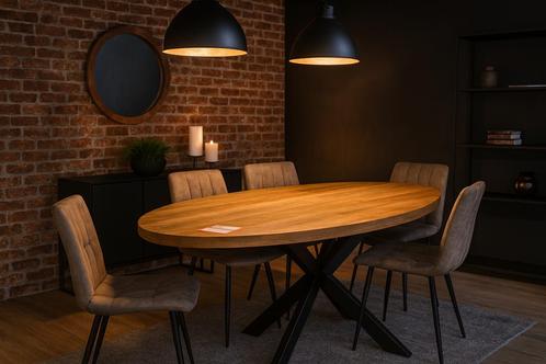 Eettafel ovaal 200cm. met spinpoot Direct/leverbaarE-1948, Huis en Inrichting, Tafels | Eettafels, Nieuw, 50 tot 100 cm, 150 tot 200 cm