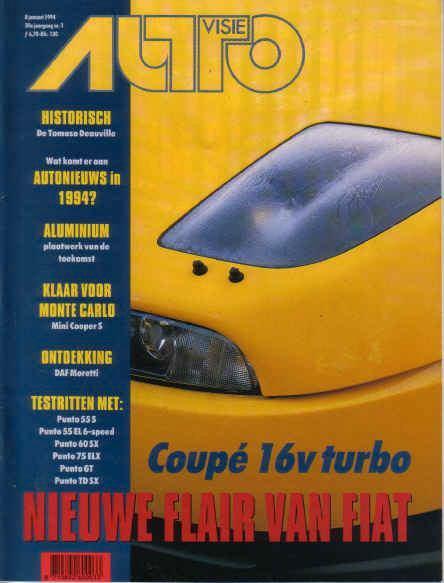 Autovisie 1 1994: Fiat Coupe 16V Turbo - Punto - Mini Cooper, Boeken, Auto's | Folders en Tijdschriften, Gelezen, Algemeen, Ophalen of Verzenden
