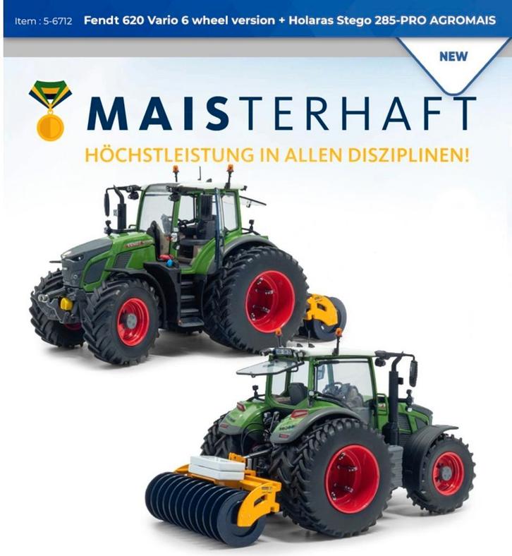 Fendt 620 Vario met Dubbellucht en Holaras Stego Pro 285, Hobby en Vrije tijd, Modelauto's | 1:32, Nieuw, Tractor of Landbouw