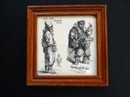 Tegel met 2 etsen naar Rembrandt Een Boer en De Kwakzalver, Ophalen of Verzenden