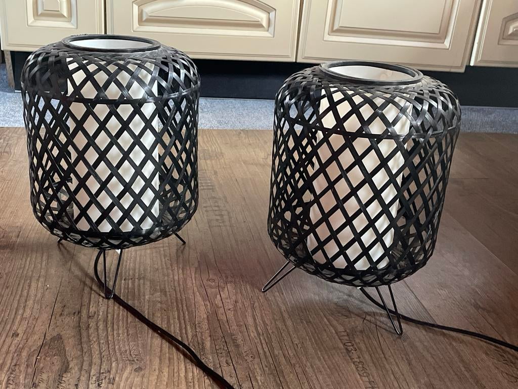 Zwarte rieten lampjes - set van twee, Ophalen, Gebruikt, Overige materialen, Minder dan 100 cm
