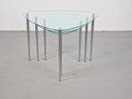 Set 3 Mid-Century Nesting bijzettafels glas Chrome Italy ´60, Huis en Inrichting, 45 tot 60 cm, Gebruikt, Vintage, Glas
