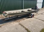 Platbodem aluminium 15 pk, Watersport en Boten, Platbodems, Ophalen of Verzenden, Aluminium, Benzine, Tot 6 meter