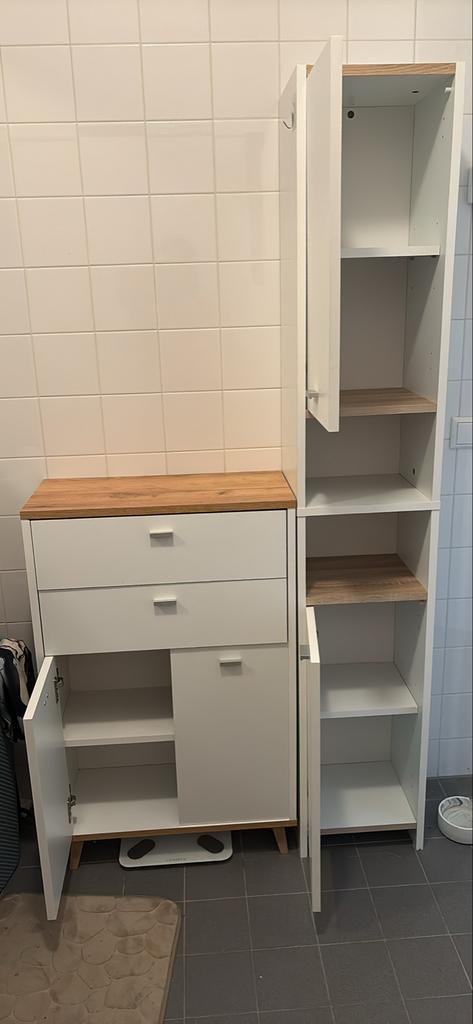 Badkamerkast set - hoog en laag model, Huis en Inrichting, Badkamer | Badkamermeubels, Zo goed als nieuw, (Half)hoge kast, 150 tot 200 cm