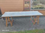 Galva Plaat met Houten Onderstel, Ophalen, Gebruikt, 50 tot 100 cm, Industrieel