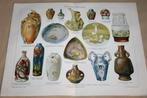 Antieke kleurenlitho - Jugendstil Keramiek - Circa 1900, Antiek en Kunst, Kunst | Litho's en Zeefdrukken, Ophalen of Verzenden