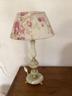 Retro Lamp.Marmeren Voet met Bijpassene Gebloemd Textiel Kap, Huis en Inrichting, Ophalen of Verzenden, Zo goed als nieuw, Minder dan 50 cm