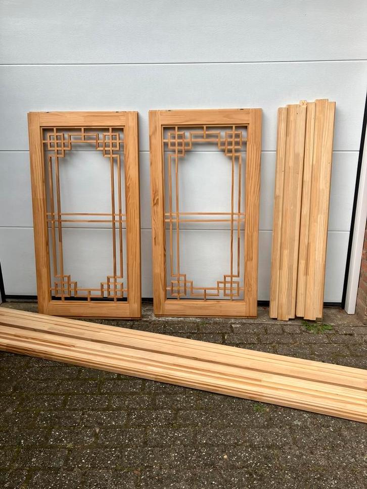 Oosterse schuiframen / schuifdeuren, Doe-het-zelf en Verbouw, Kozijnen en Schuifpuien, Zo goed als nieuw, Raamkozijn, Hout, 75 tot 150 cm