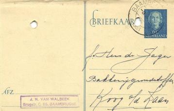 J.H. van Walbeek, Baambrugge - 06.1951 - briefkaart beschikbaar voor biedingen