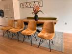 4 velvet gele eetkamerstoelen, Ophalen, Overige kleuren, Zo goed als nieuw, Vier