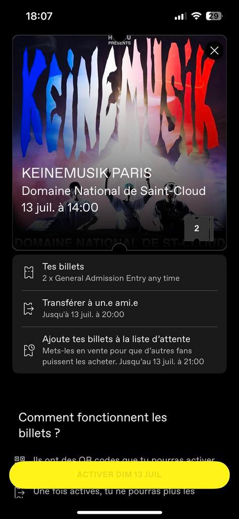 Twee tickets te koop voor Keinemusik zondag 13 juli : Parijs, Tickets en Kaartjes, Concerten | House, Techno en Trance, Twee personen