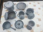 Set 8x emaille pannen, wolkjes pan, wok / melk pan Vintage, Huis en Inrichting, Keuken | Potten en Pannen, Ophalen of Verzenden