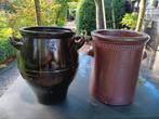1groene Keulse pot en 1 bruine Keulse pot, Tuin en Terras, Rond, Ophalen of Verzenden, Zo goed als nieuw, Aardewerk