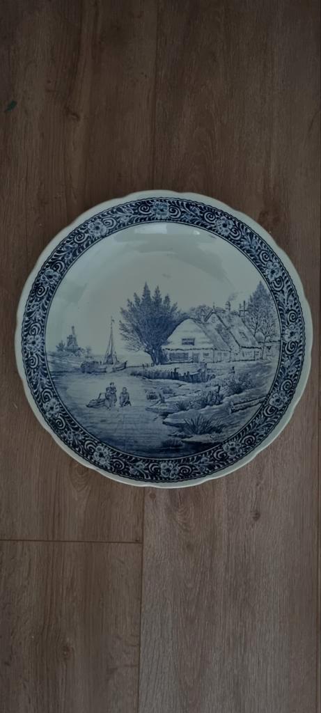 Delfts blauw wandbord Boch - 40 cm, Antiek en Kunst, Antiek | Wandborden en Tegels, Ophalen