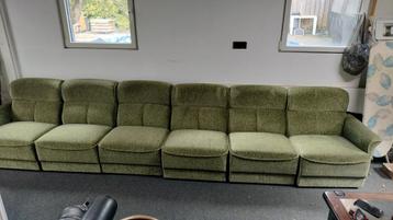 Vintage modulaire bank 6 delig groen velours als nieuw  beschikbaar voor biedingen