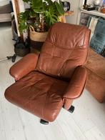 Bruine echt leren fauteuil, Huis en Inrichting, Fauteuils, Ophalen, Minder dan 75 cm, Vintage, Leer