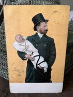 Oude kaart, nette heer met baby, 1907, Verzamelen, Ansichtkaarten | Themakaarten, Kinderen, Ophalen of Verzenden, Voor 1920