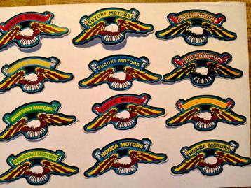 Honda Suzuki Kawasaki motors motoren vintage KLEINE stickers beschikbaar voor biedingen